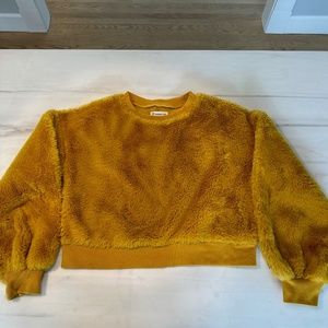 Tucker + Tate Girls Faux Fur Sweater | Size L 10-12 | Mustard Yellow